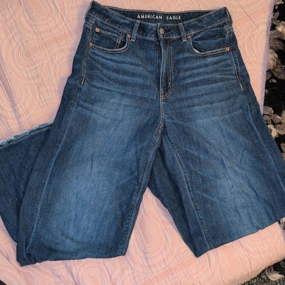 American Eagle Super High Rise Baggy Wide Leg Jeans Sz 6 / 6R